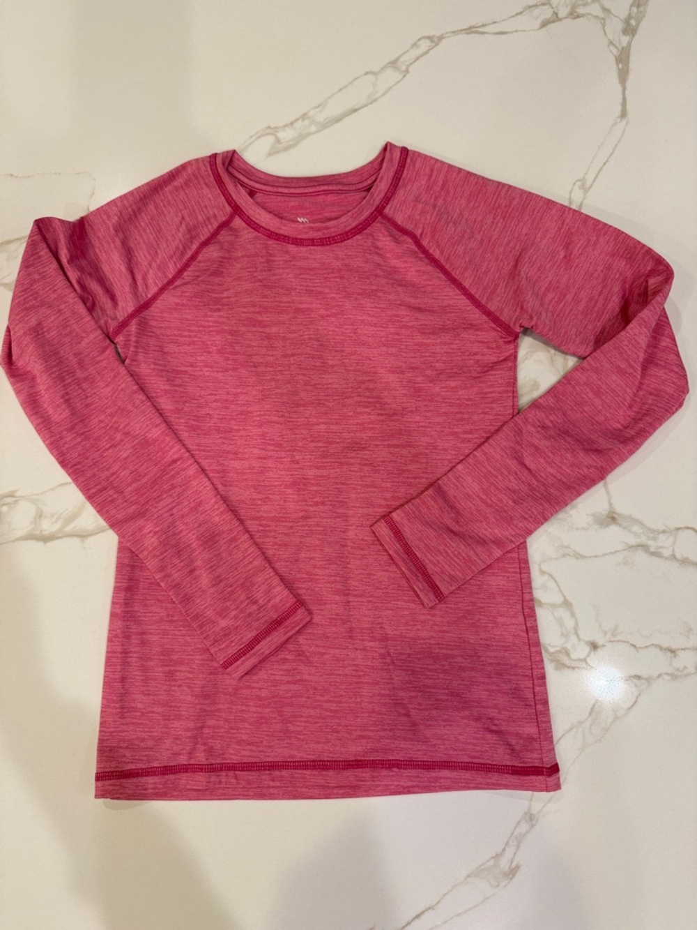 all in motion Youth Long-Sleeve Heathered Pink Performance Tee
